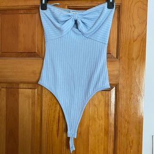 blue strapless bodysuit